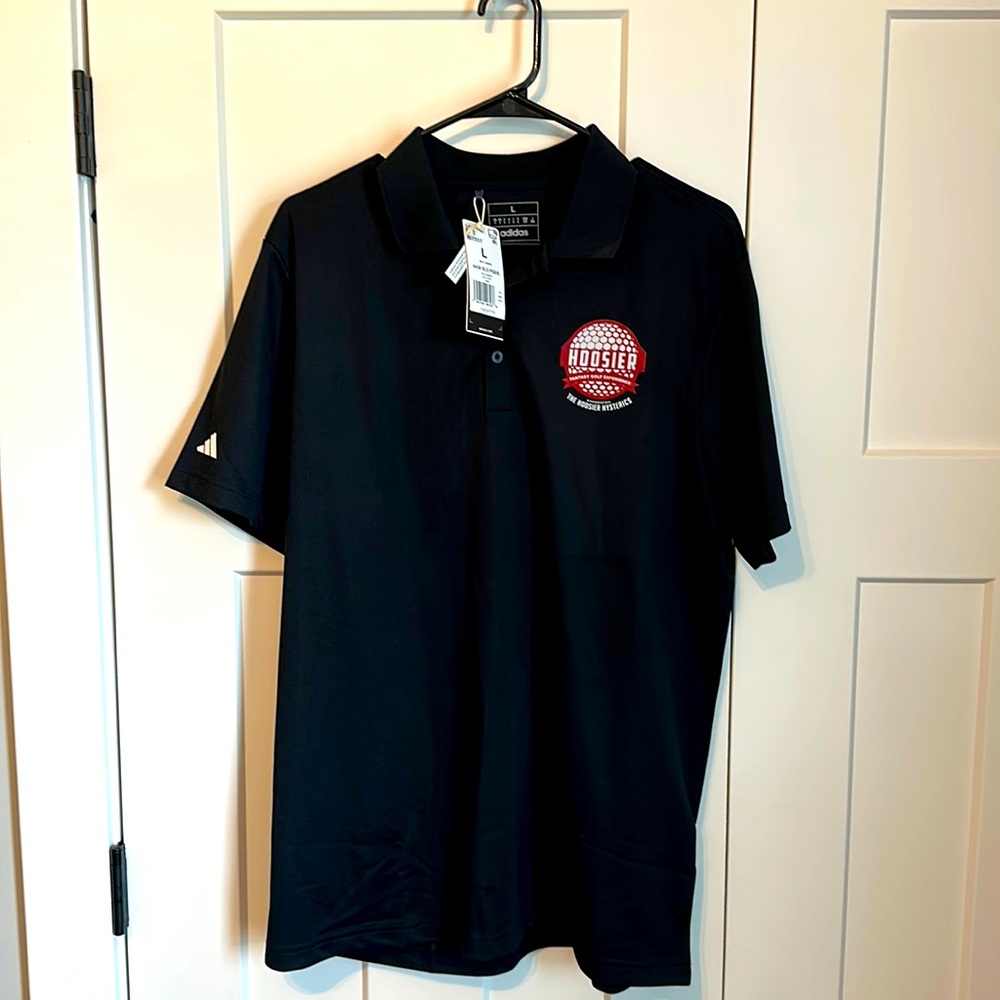 NWT. Hoosier Hysterics black polo